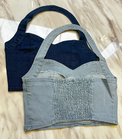 Gabriella Denim Halter Neck Top